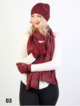 Fashion Bow-tie Knitted Set W/ (Scarf, Hat, Gloves)